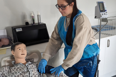 Students working in the simulated hospital