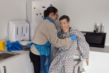 Students working in the simulated hospital